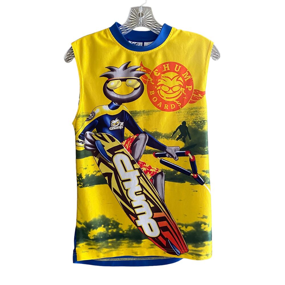 Vintage CHUMP Youth Size 12/14 Surf Graphic Tank Top Boards 2003 Retro Polyester